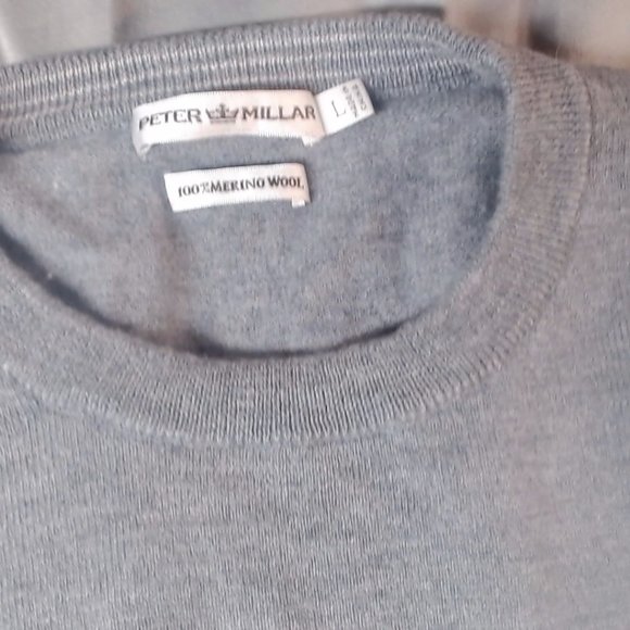 Peter Millar 100% Merlino Wool Sweater Gray Mens Size Large - Picture 2 of 5